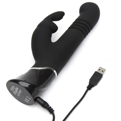 Черный хай-тек вибратор Greedy Girl Thrusting Rabbit Vibrator - 22,8 см. фото 3