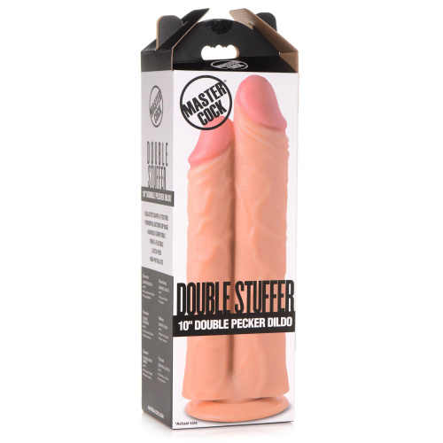 Телесный сдвоенный фаллоимитатор Double Stuffer 10  Double Pecker Dildo - 27 см. фото 5