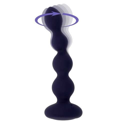 Фиолетовые анальные бусы с вибрацией и вращением Pleasure Orbit - 17,8 см. фото 2