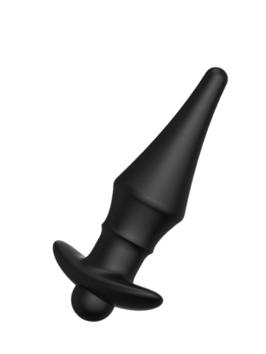 Черная перезаряжаемая анальная пробка №08 Cone-shaped butt plug - 13,5 см. фото 3