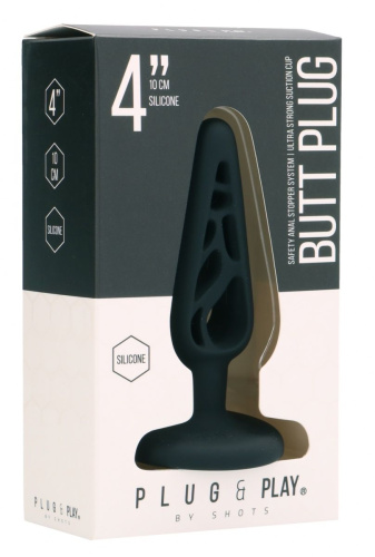 Черная анальная пробка 4 Inch Hollow №4 - 10 см. фото 2