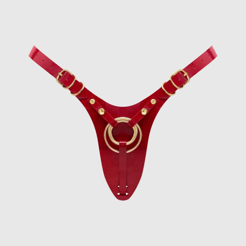 Красный пояс для фиксации насадок Strap-On-Me Leatherette Harness Fabulous