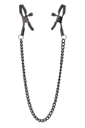 Черные зажимы на соски на цепочке Deluxe Nipple Clamps