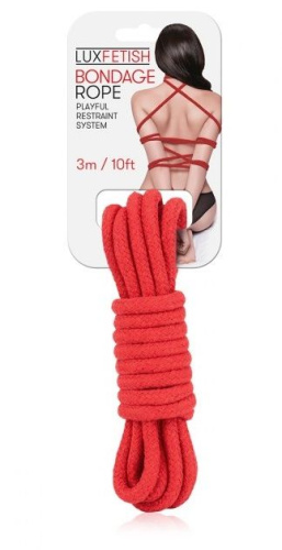 Красная хлопковая веревка для связывания - 3 м. фото 2