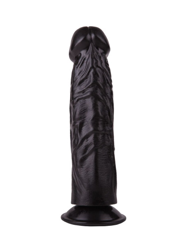 Упругий чёрный фаллоимитатор на подошве-присоске - 18,8 см. фото 4
