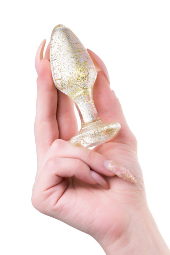 Золотистая акриловая анальная втулка - 8 см. фото 4