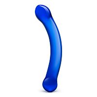 Синий изогнутый фаллоимитатор Curved G-Spot Glass Dildo - 16 см.