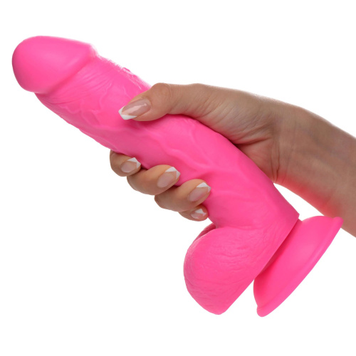 Розовый фаллоимитатор на присоске 8.25  Dildo with Balls - 22,8 см. фото 2