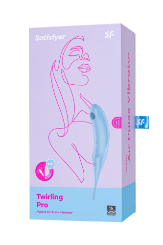 Голубой вакуум-волновой стимулятор клитора Satisfyer Twirling Pro фото 7