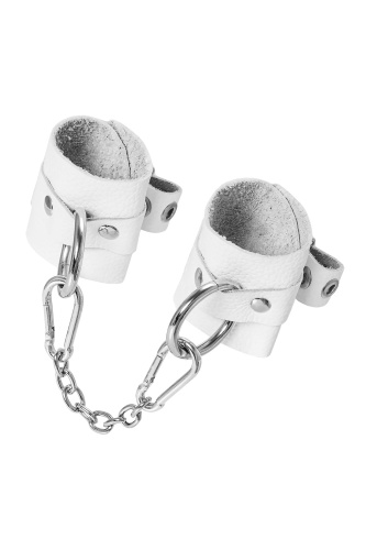 Белые мягкие кожаные наручники с люверсами фото 5 Белые мягкие кожаные наручники с люверсами фото 5