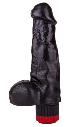 Чёрный фаллический вибромассажёр - 17,8 см. фото 2