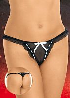 Озорные трусики-стринги с контрастным кантом и бантиком