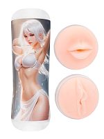 Двусторонний мастурбатор в колбе аниме - вагина и ротик