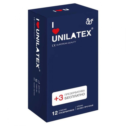 Ультрапрочные презервативы Unilatex Extra Strong - 12 шт. + 3 шт. в подарок Ультрапрочные презервативы Unilatex Extra Strong - 12 шт. + 3 шт. в подарок