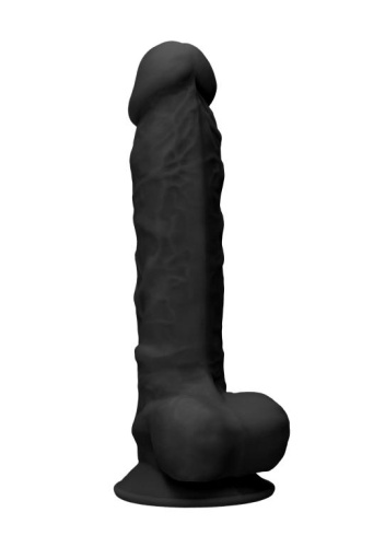 Черный фаллоимитатор Realistic Cock With Scrotum - 22,8 см. фото 3