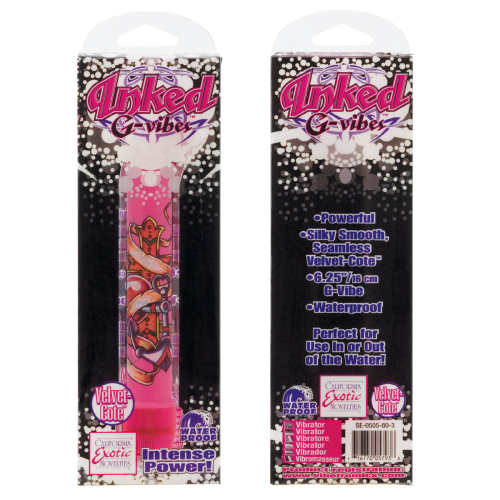 Розовый вибратор с ярким принтом Inked G Vibes фото 2