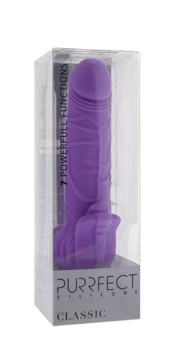 Фиолетовый вибратор с лепестками в основании PURRFECT SILICONE CLASSIC 7INCH PURPLE - 18 см. фото 2