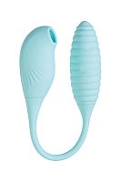 Голубое виброяйцо с вакуум-волновым стимулятором клитора Roow