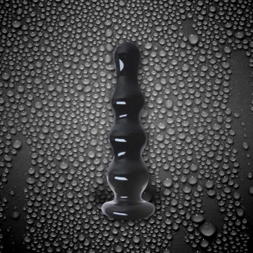 Черный стеклянный анальный стимулятор Crystal - Ripples фото 2