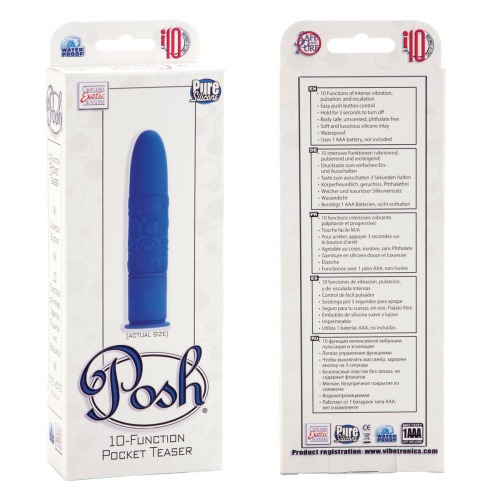 Вибратор POSH 10 FUNCTION POCKET TEASER BLUE фото 4 Вибратор POSH 10 FUNCTION POCKET TEASER BLUE фото 4