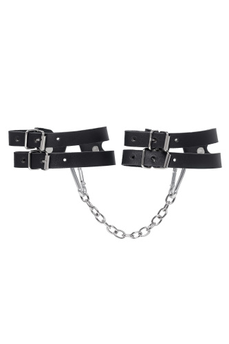 Черные кожаные оковы из двух ремешков фото 4 Черные кожаные оковы из двух ремешков фото 4