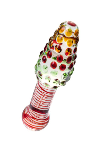 Двусторонний стеклянный фаллос с головкой-конусом - 17,5 см. фото 2