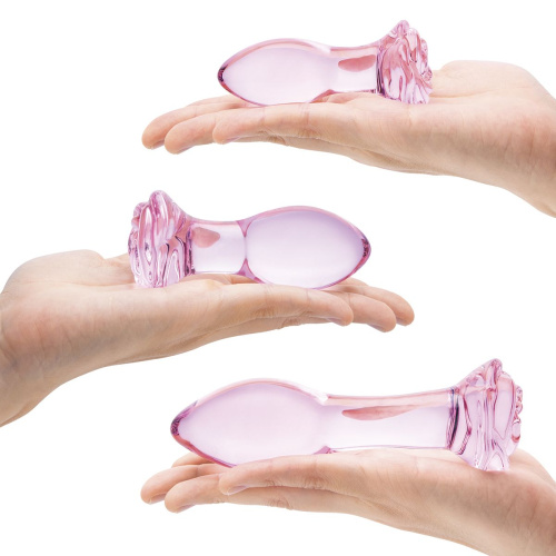 Набор из 3 стеклянных анальных пробок Rosebud Butt Plug Set фото 3