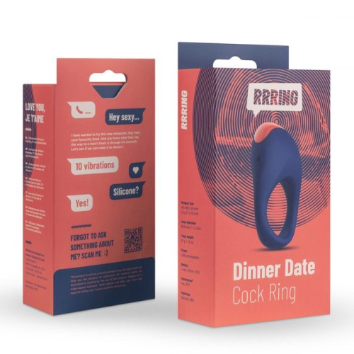 Синее эрекционное кольцо RRRING Dinner Date Cock Ring фото 5