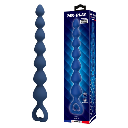 Синяя анальная цепочка - 26,7 см. фото 2 Синяя анальная цепочка - 26,7 см. фото 2