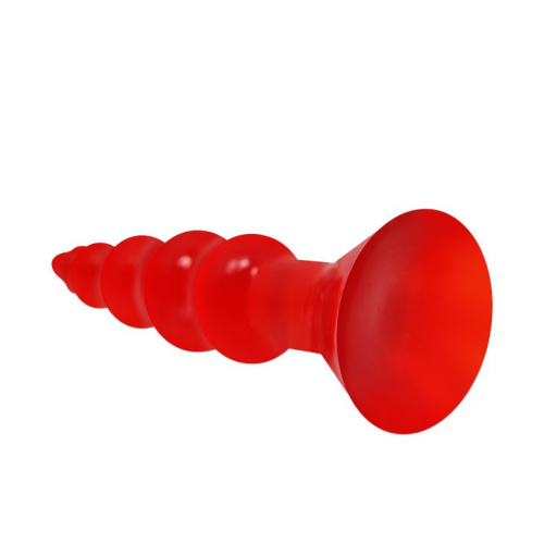 Красная анальная пробка-елочка с присоской - 17 см. фото 3