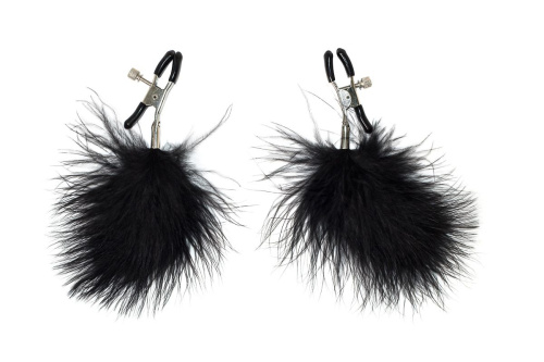 Зажимы на соски с черным пухом Euphoric Зажимы на соски с черным пухом Euphoric