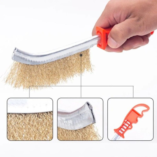 Металлическая ручная щетка с пластиковой рукояткой фото 3