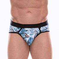 Мужские трусы-стринги с принтом в виде китов в волнах