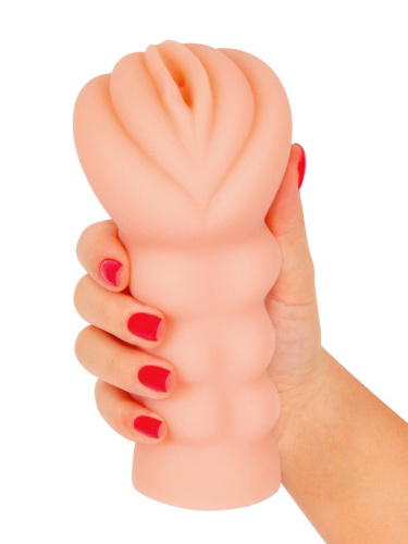 Телесный мастурбатор-вагина с эрекционными кольцами в комплекте фото 6