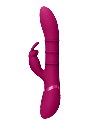 Розовый вибромассажер-кролик с 3 стимулирующими кольцами Sora - 24,2 см. фото 4