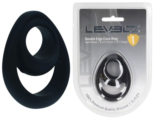 Черное эрекционное кольцо Double Ergo Silicone Cockring фото 3