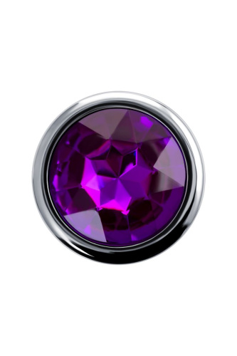 Серебристая анальная пробка с фиолетовым кристаллом - 9,5 см. фото 4