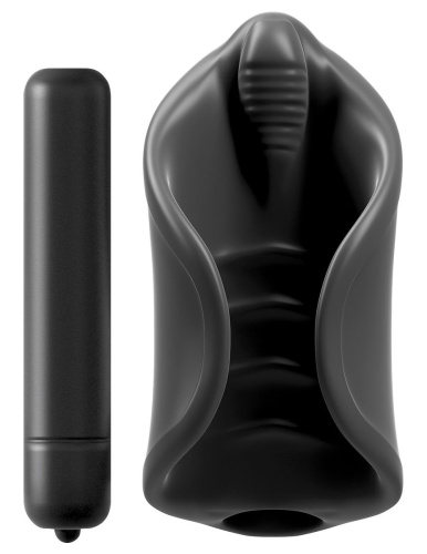 Чёрный мастурбатор Vibrating Silicone Stimulator с вибрацией фото 2