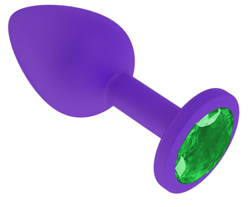 Фиолетовая силиконовая пробка с зеленым кристаллом - 7,3 см. фото 2