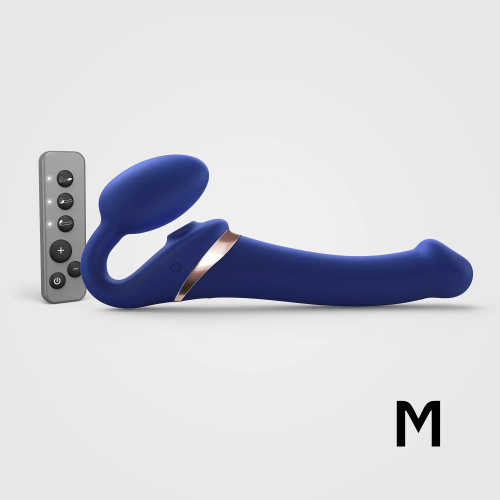 Синий безремневой страпон Multi Orgasm Size M с клиторальной стимуляцией фото 3