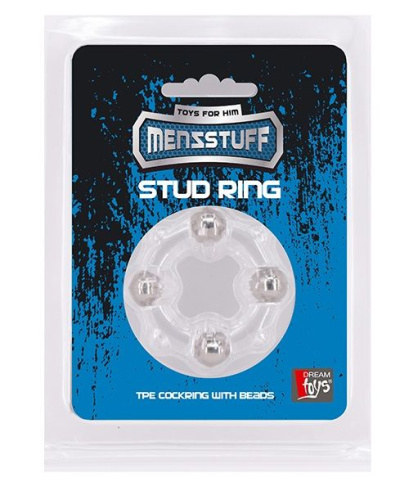 Эрекционное кольцо с 4 бусинами MENZSTUFF STUD RING CLEAR фото 2