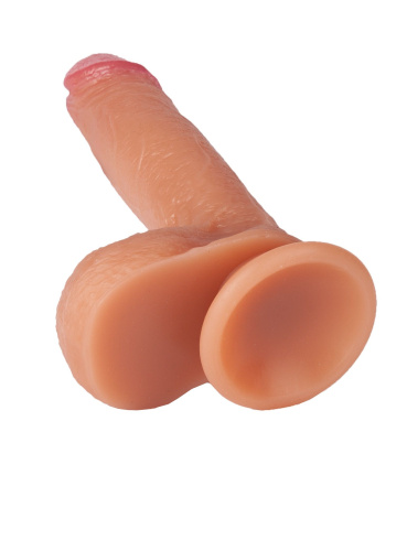 Телесный реалистичный фаллоимитатор из двухслойного силикона - 18 см. фото 4