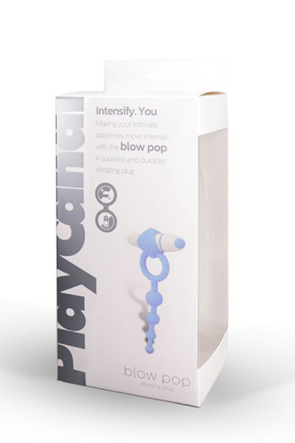 Голубое эрекционное виброкольцо PLAY CANDI BLOW POP с анальной цепочкой фото 2