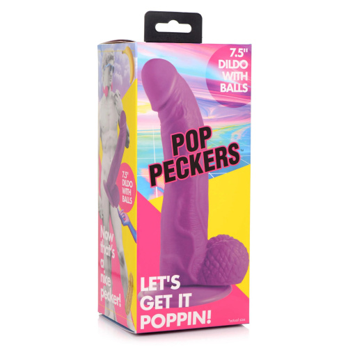 Фиолетовый фаллоимитатор на присоске 7.5  Dildo with Balls - 21,5 см. фото 5