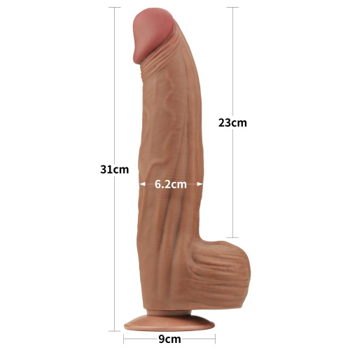 Коричневый фаллоимитатор 12 King Sized Sliding Skin Dual Layer Dong - 31 см. фото 3