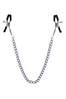 Зажимы для сосков с фиолетовой цепочкой Sweet Caress Nipple Chain
