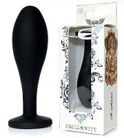 Черная анальная втулка с прозрачным кристаллом - 9,2 см.