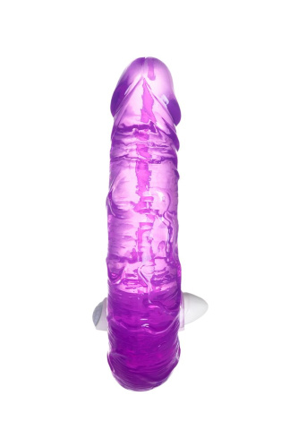 Фиолетовый двухсторонний фаллоимитатор с вибропулей - 35 см. фото 3
