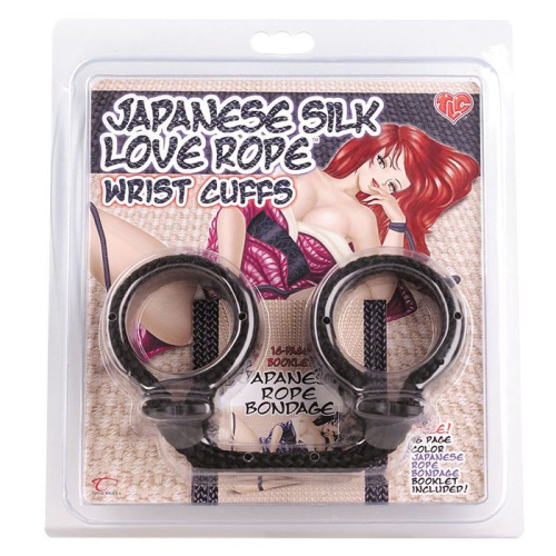 Чёрные оковы для рук Japanese Silk Love Rope Wrist Cuffs фото 2