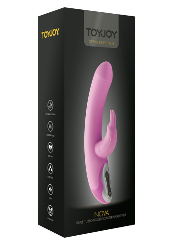 Розовый вибратор NOVA RABBIT с клиторальным зайчиком - 23,5 см. фото 2 Розовый вибратор NOVA RABBIT с клиторальным зайчиком - 23,5 см. фото 2